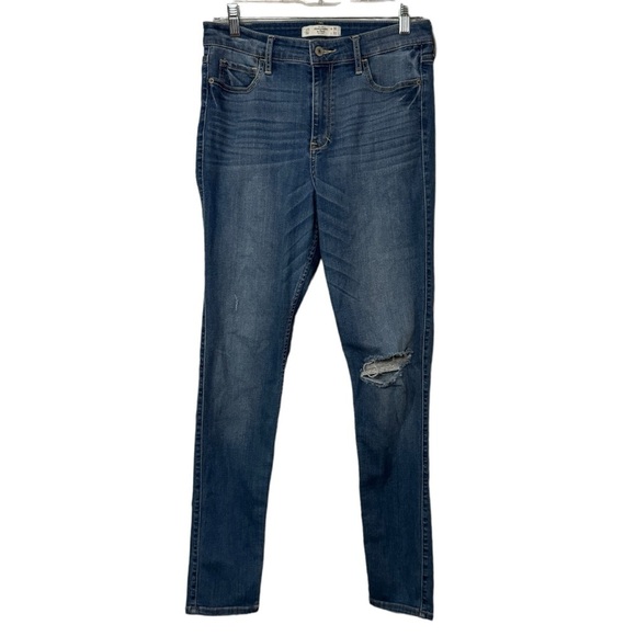 Abercrombie & Fitch slim skinny ankle distressed denim jeans women’s 10 Reg - Picture 1 of 13